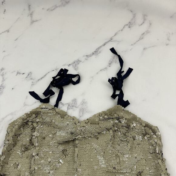 J.Crew Tie Shoulder Sequin Midi Dress Size 14 Beige Desert Canyon Sparkle - Picture 2 of 10